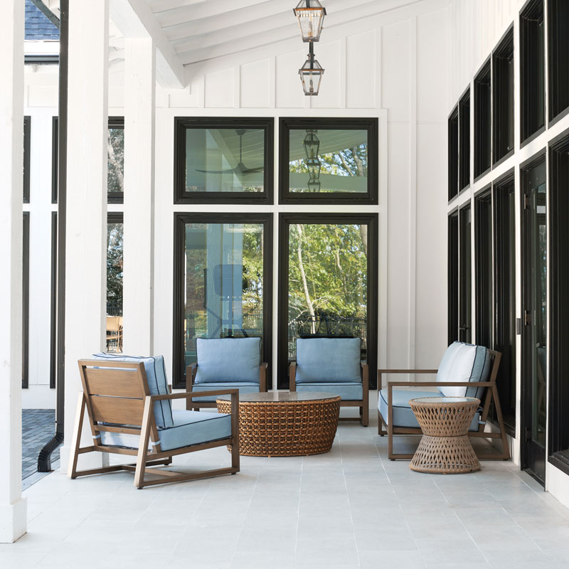 front porch image with blue patio furniture set